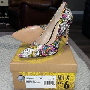 BNinB Mix No 6 Rainbow Danyah Faux Snake (rainbow) Heels size 7M